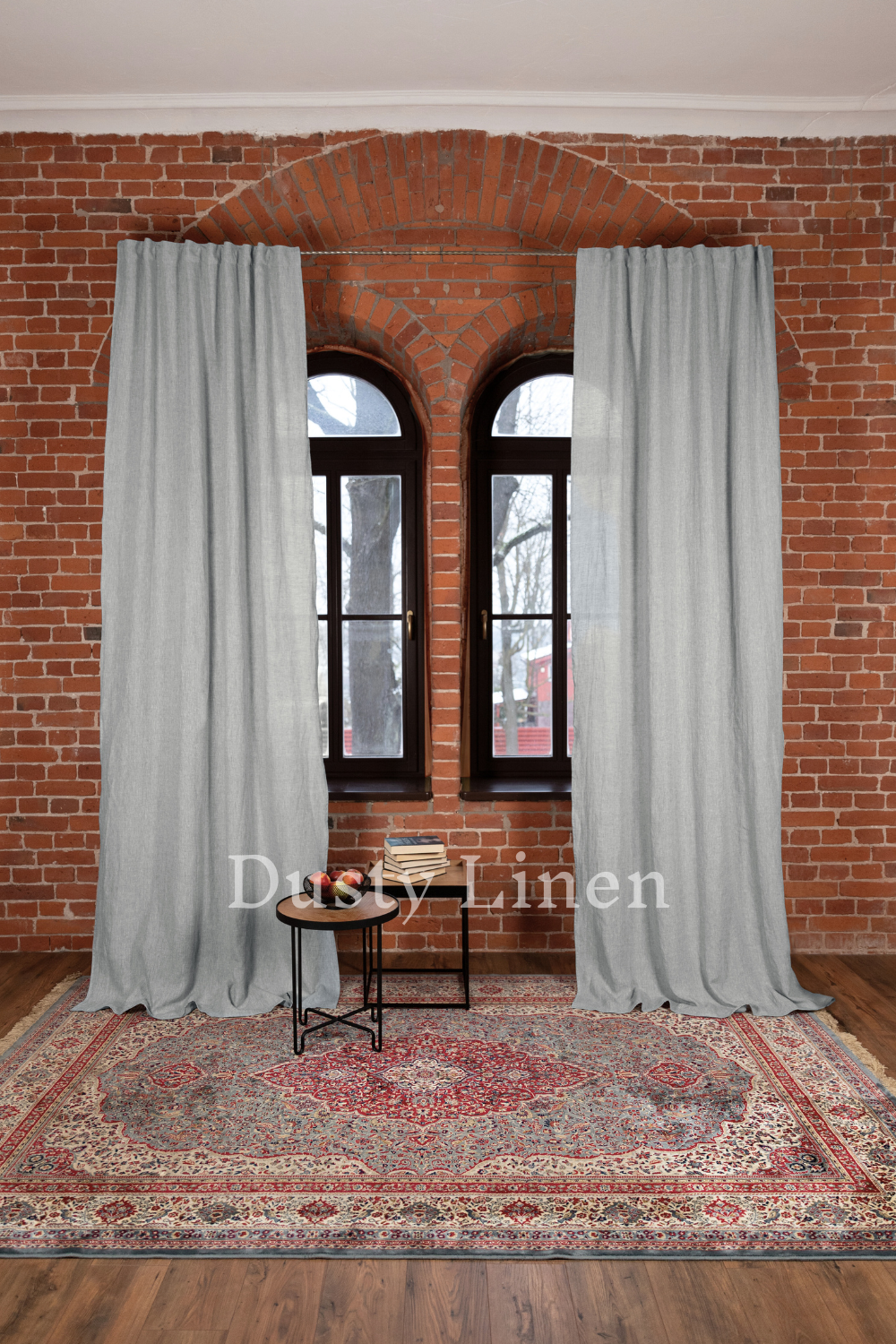 100% Linen Curtains - Melange gray color. Dusty linen