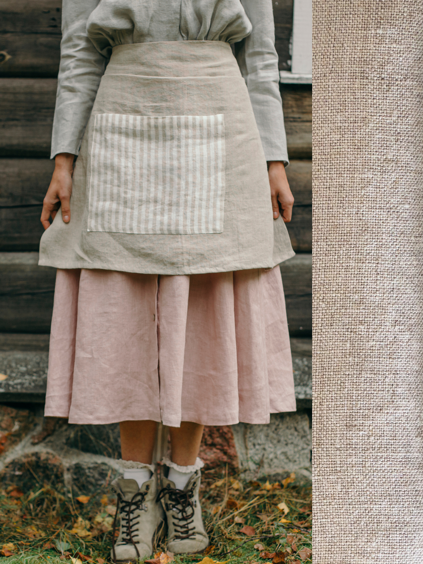 Linen half apron in various colors Dusty Linen