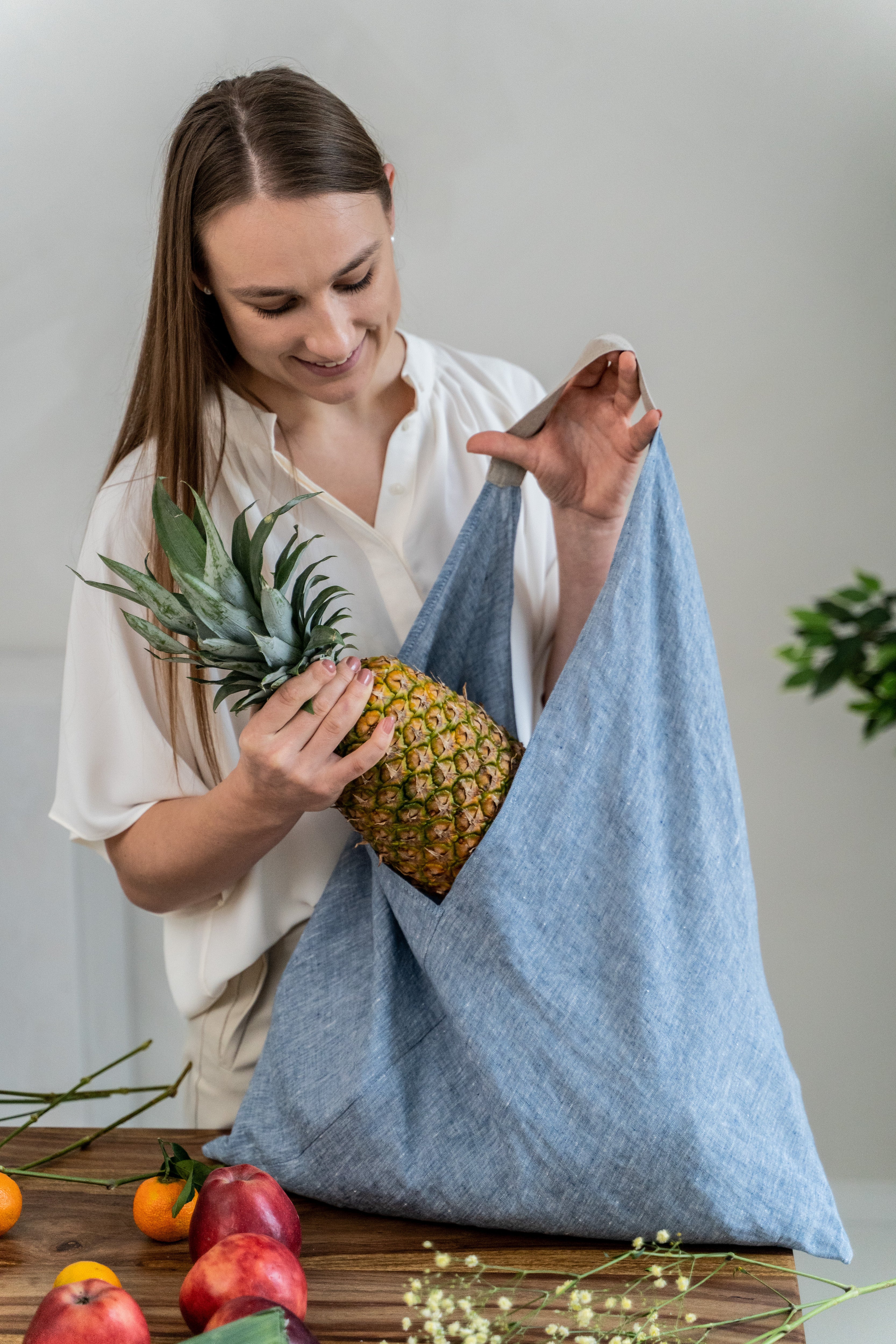 Large Linen tote bag in Various Colors Dusty Linen