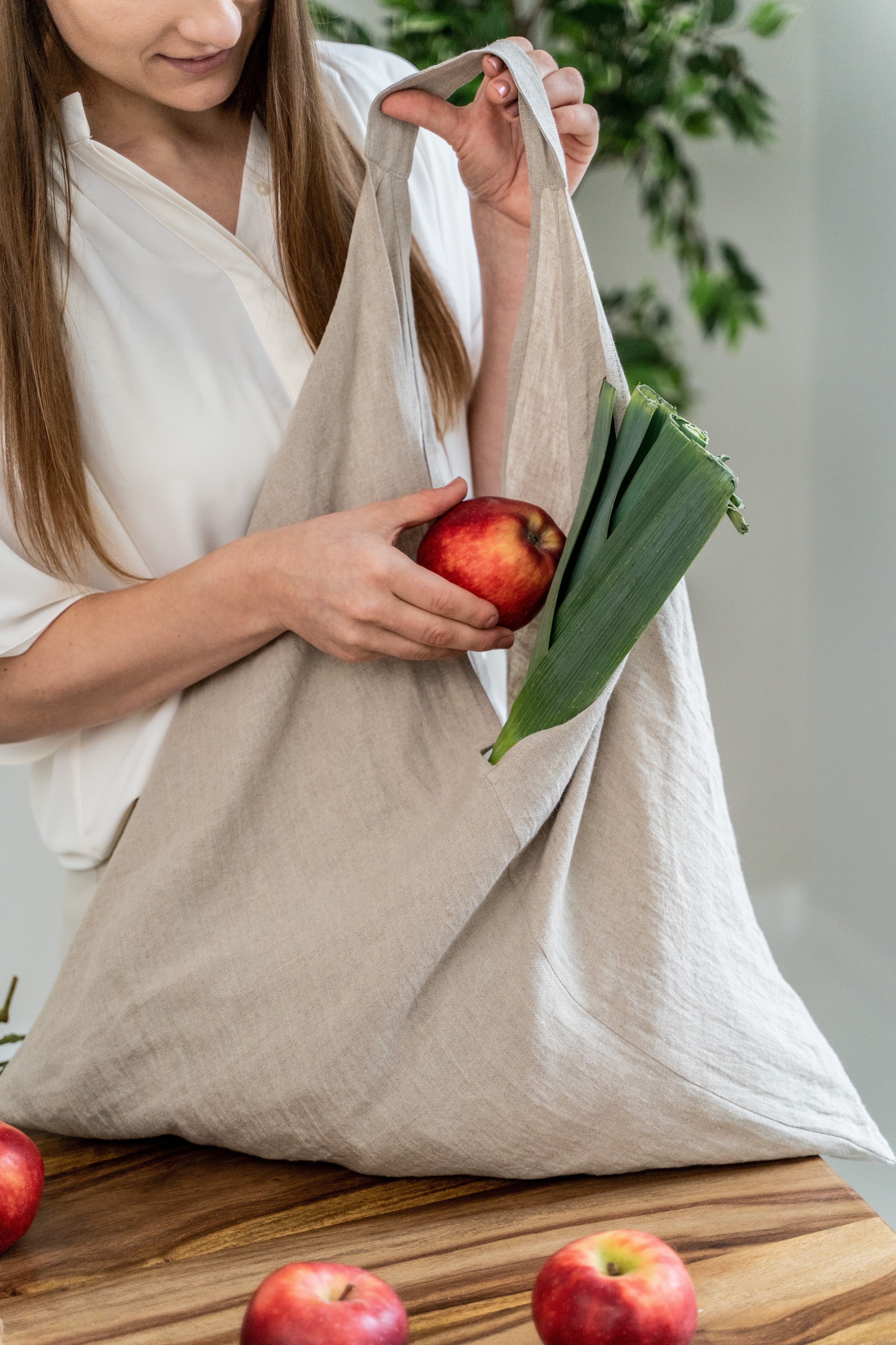 Large Linen tote bag in Various Colors Dusty Linen