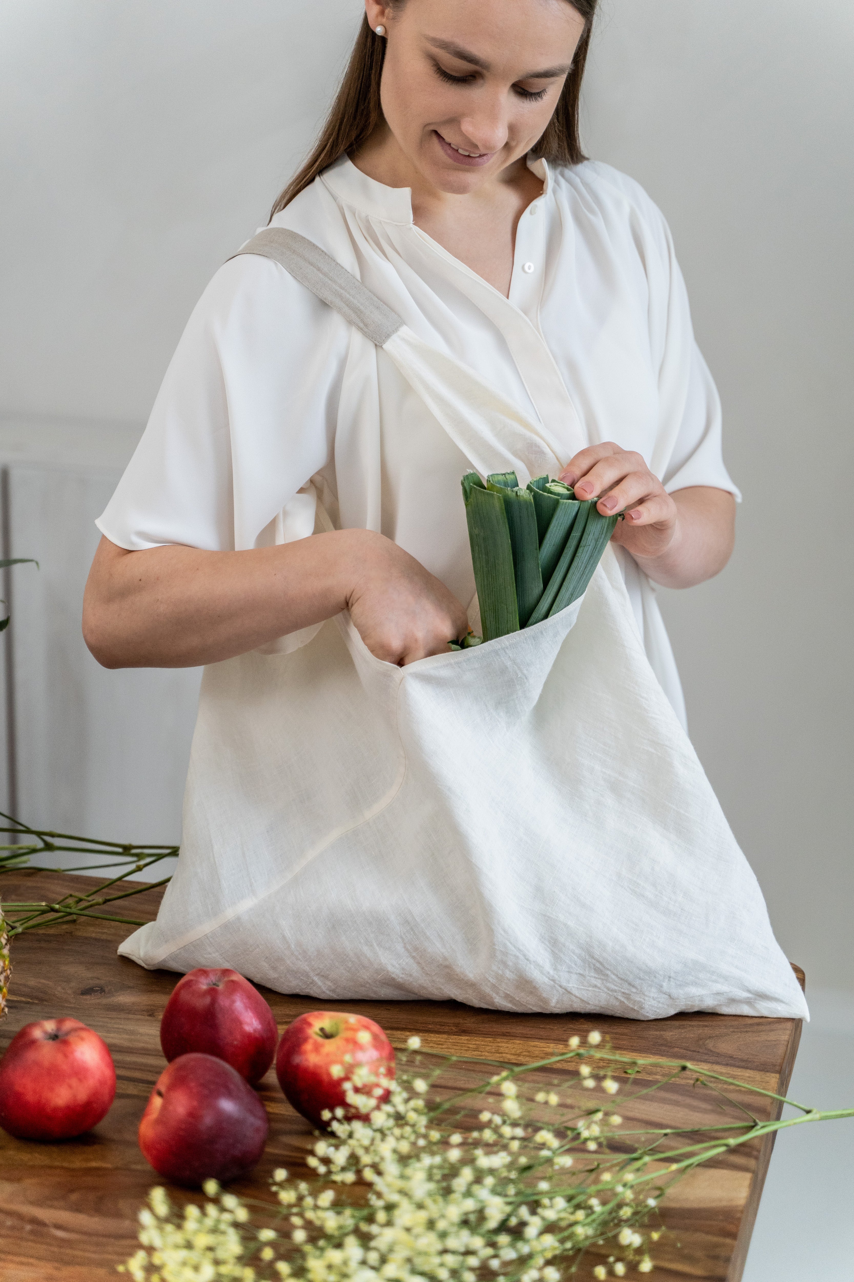 Large Linen tote bag in Various Colors Dusty Linen