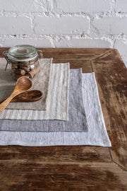 Linen placemats in Melange Blue. Dusty Linen