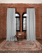 Semi-sheer linen curtain panels in melange gray, 190 g/m², set of 2