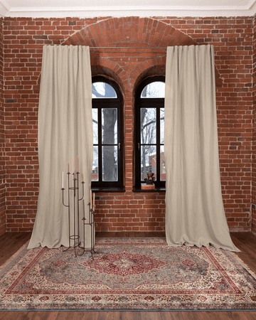 Linen curtain panels natural 190 gsm — semi-sheer set of 2, front view