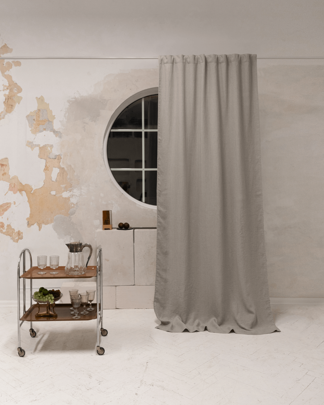 Natural linen blackout curtain panels, set of 2, front view