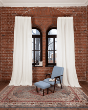Off white semi-sheer linen curtains - 190 g/m², set of 2, front view
