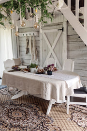 Oval linen tablecloth in Various Colors Dusty Linen