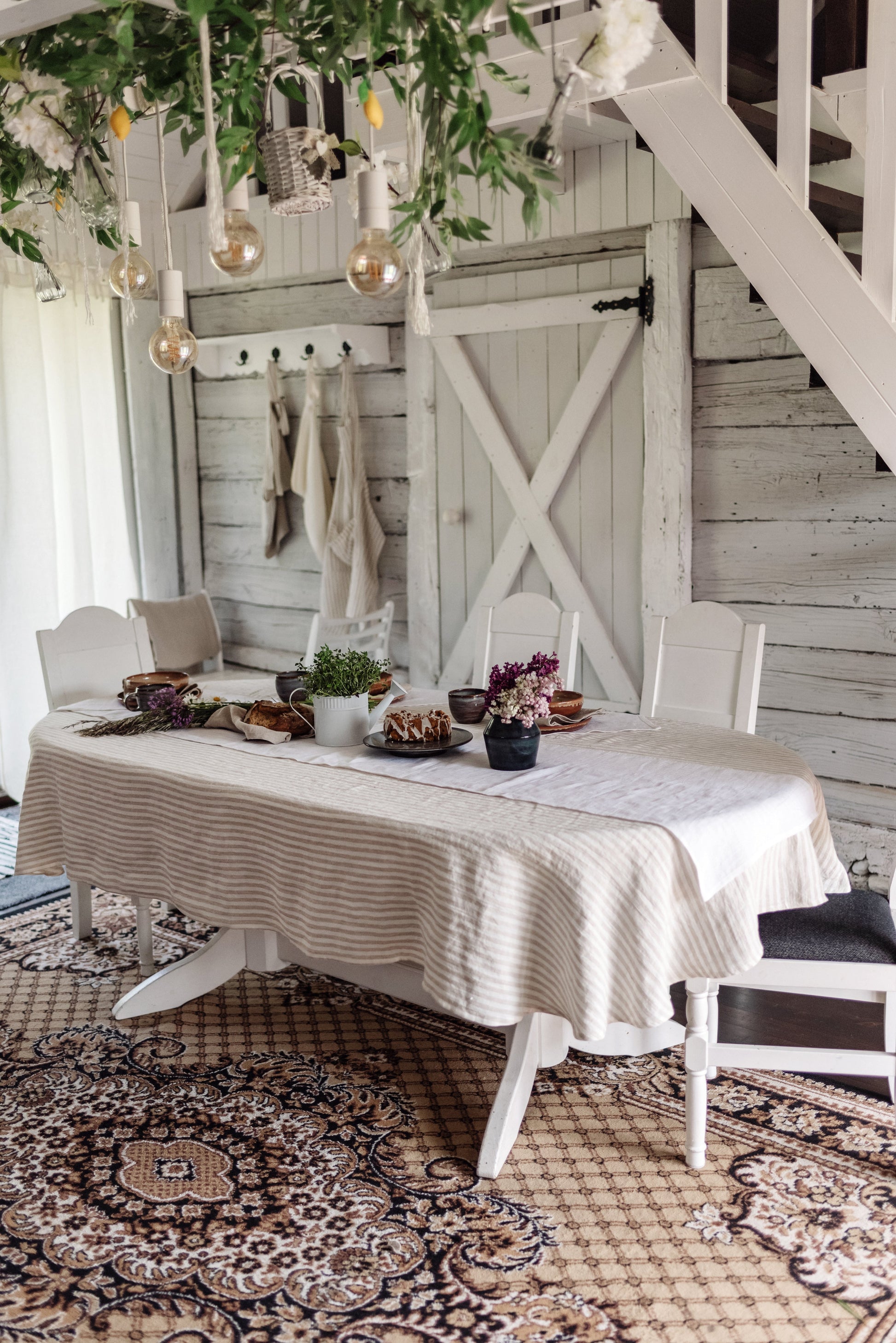 Oval linen tablecloth in Various Colors Dusty Linen