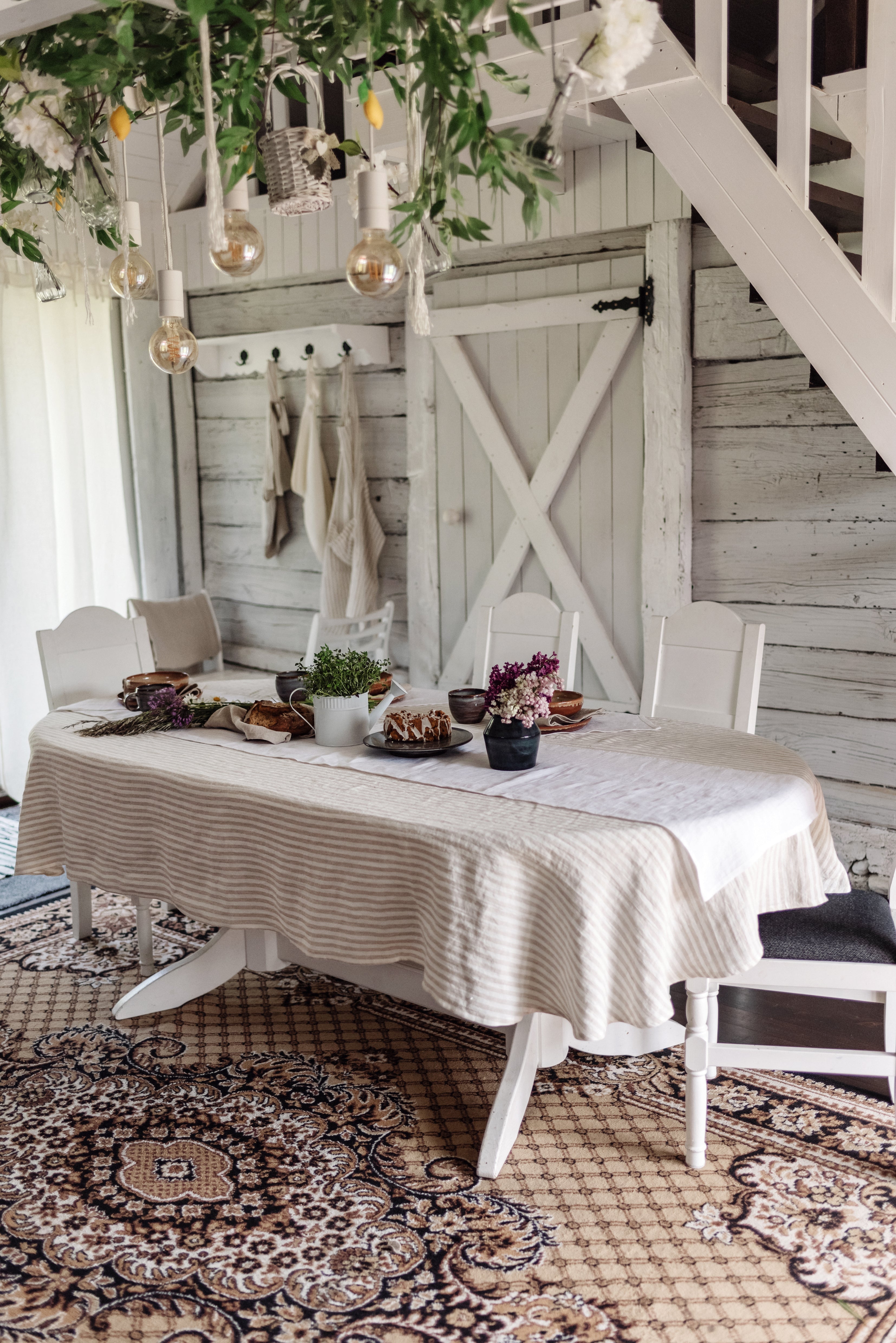 Oval linen tablecloth in Various Colors Dusty Linen